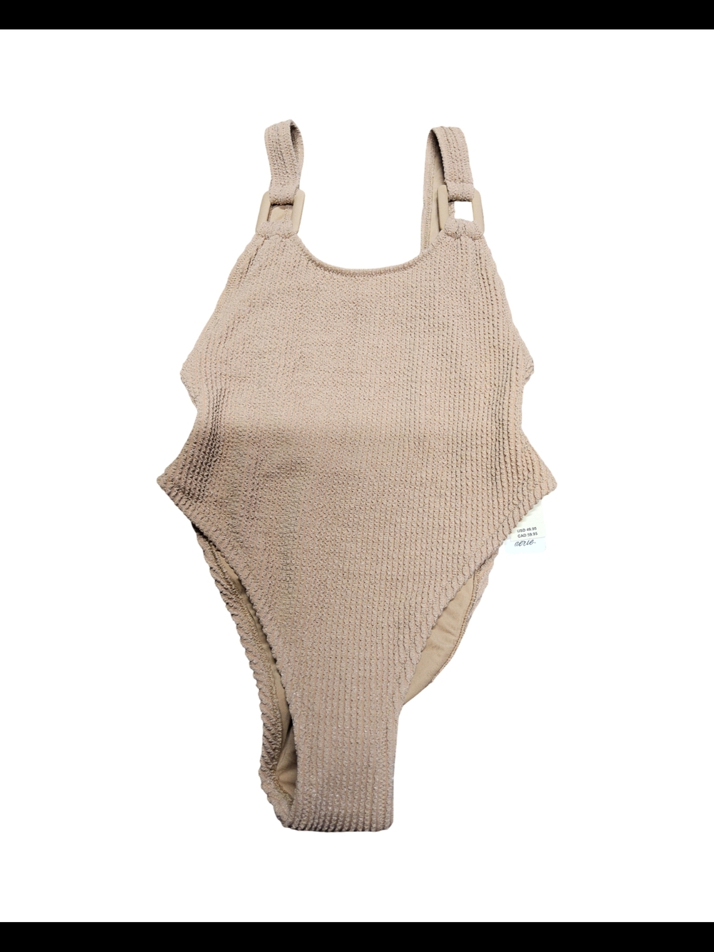 NWT Aerie Size CD Glitter Beige Textured One-Piece Swimsuit